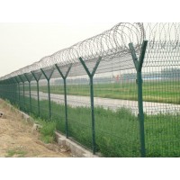 機場護欄Y型柱圍欄 安全防護圍欄 帶刀片刺繩護欄網